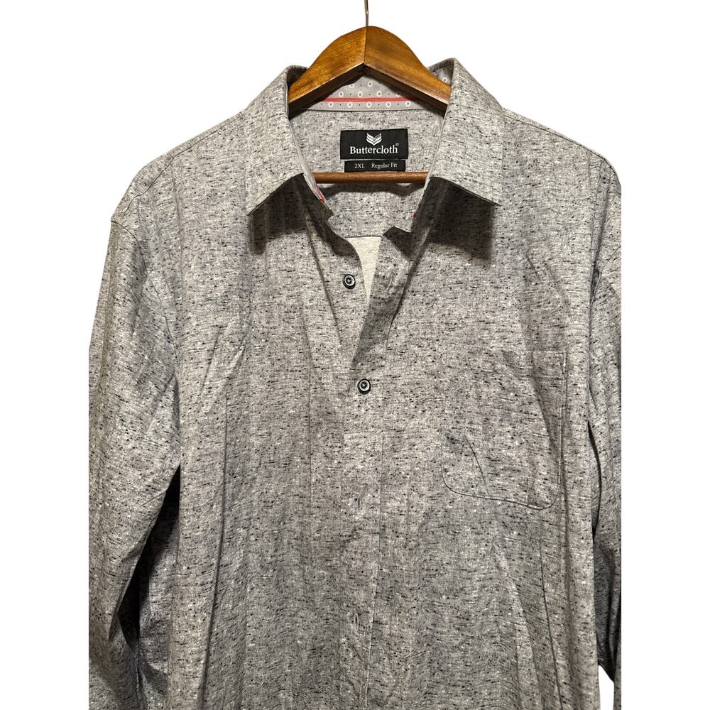 Buttercloth Shirt Mens 2XL Black & White‎ Patterned Button Up Stretch Casual